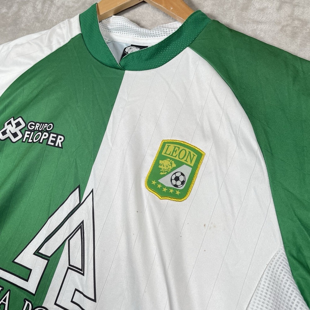 Vintage 90s Club Leon Liga MX Soccer Jersey Mens L Green Futbol Shirt Sport Wear - Picture 3 of 9